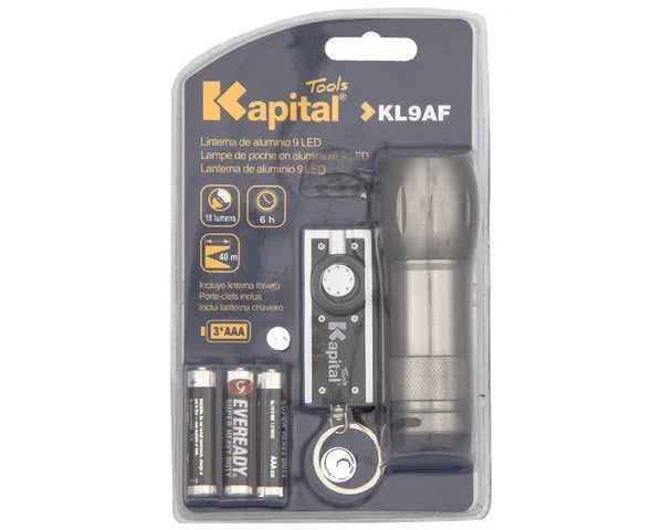 Aluminum keychain flashlight with 9 LEDs