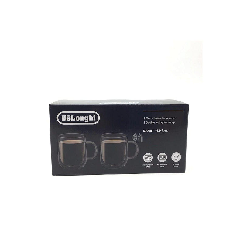 2 tazas vidrio doble pared 500ml para cafetera De Longhi AS00006566
