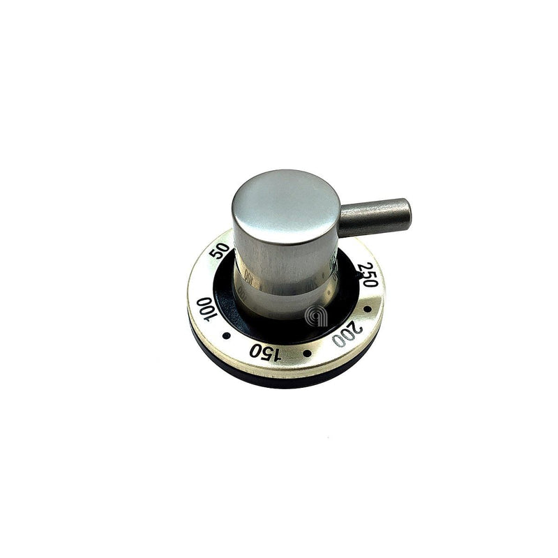 Black stainless steel Ilve Britannia oven thermostat knob G3610508