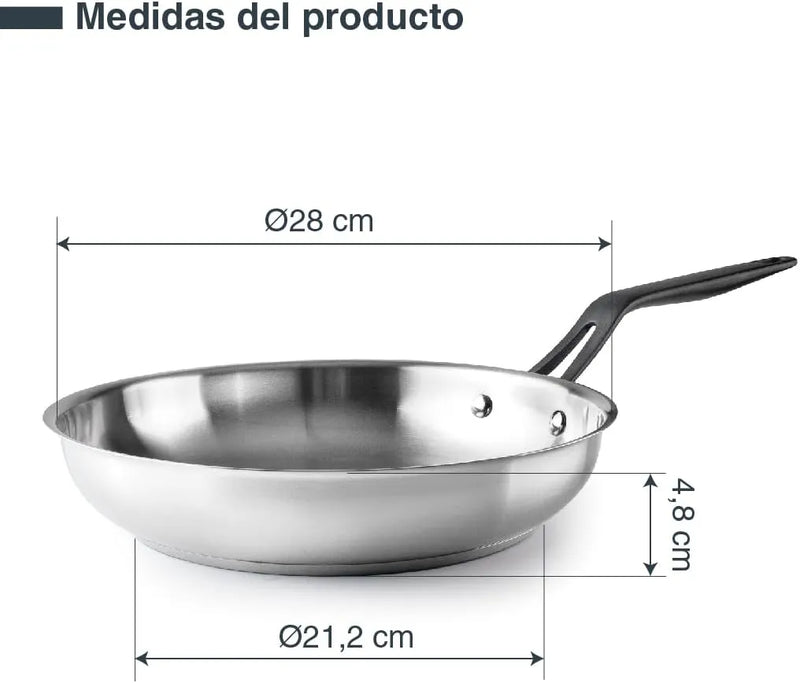 LACOR Origin Stainless Steel Frying Pan 28cm - Model 47328