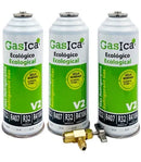 Pack 3 botellas gas refrigerante GASICA V2 - R22-R32-R407-R290-R410A + llave de servicio