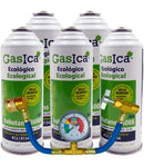 Pack 5 botellas gas refrigerante GASICA D2 - R12 R134A + manómetro