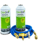 Pack gas refrigerante GASICA V2 - R22-R32-R407-R290-R410A + manguera carga 1/4"x1/4" + válvula